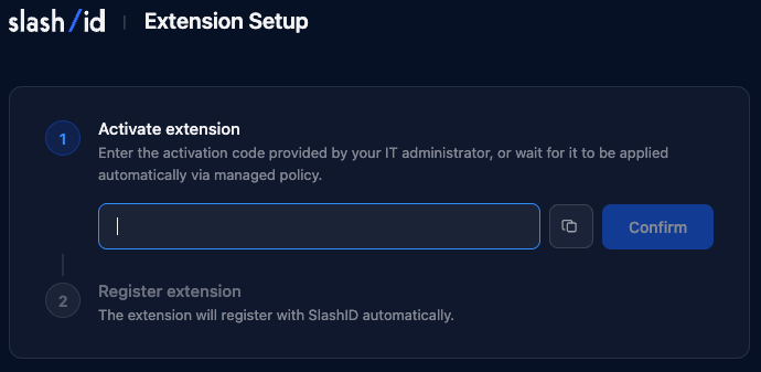 Browser extension asking for an activation code