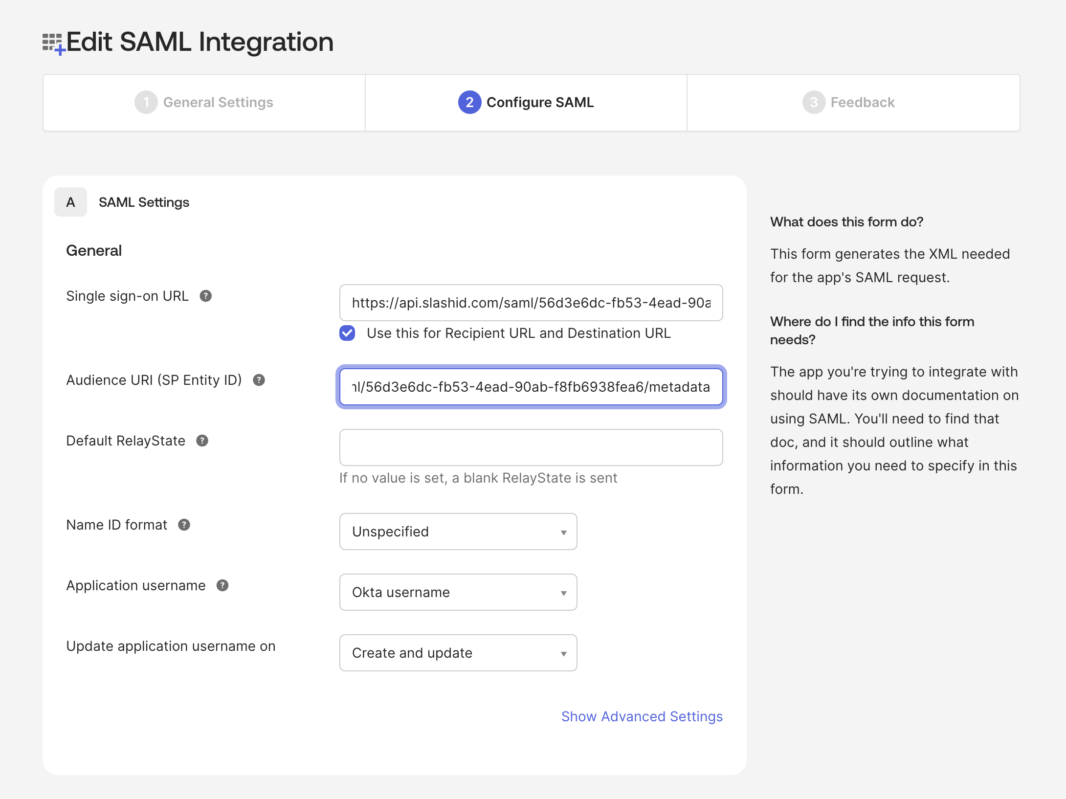 Okta - Update SAML Application